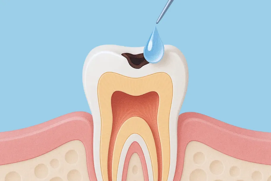 カリソルブを（虫歯に）塗布